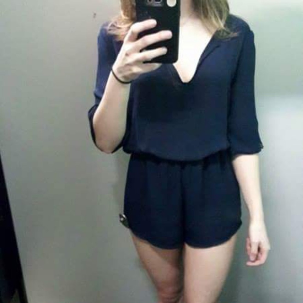 Silky Navy Blue Romper